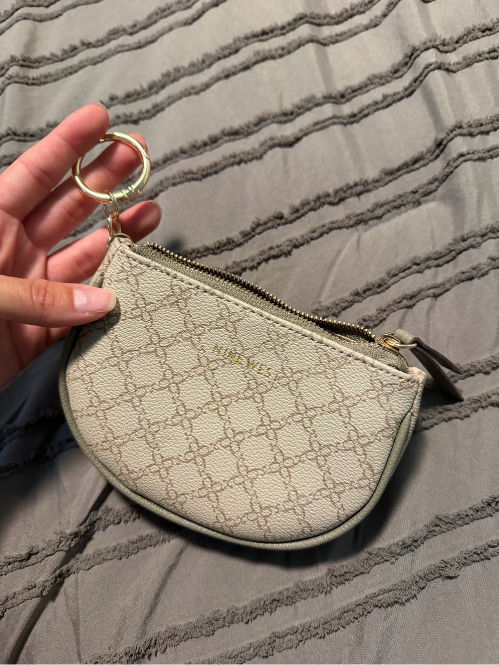 Nine West Cream Patterned Coin Pouch Keyring
